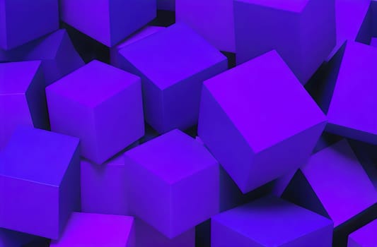 Purple abstract geometric background with three-dimensional solid rectangular cube shapes.