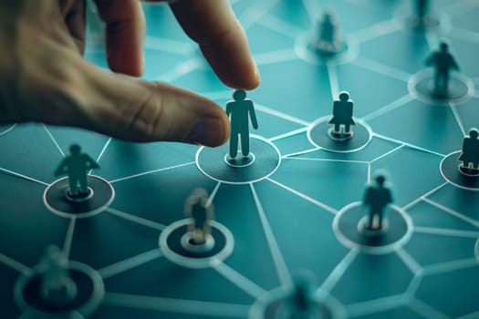 futuristic network background, hand touching the social network connection on digital display.