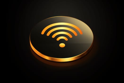 WiFi icon logo on a black background. Digital illustration created . Generative AI..