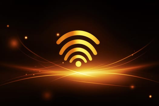 WiFi icon logo on a black background. Digital illustration created . Generative AI..