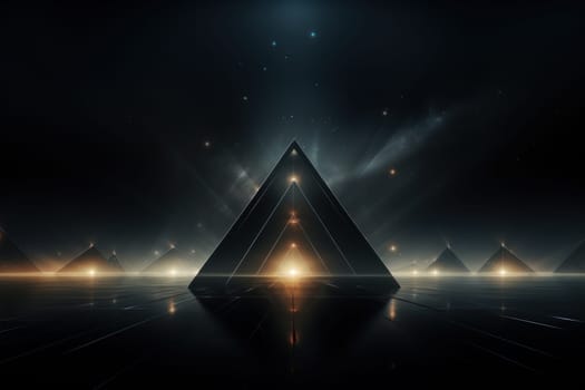 Abstract pyramid triangle background on black and white ,color illustration Generative Ai.