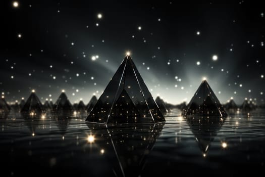 Abstract pyramid triangle background on black and white ,color illustration Generative Ai.