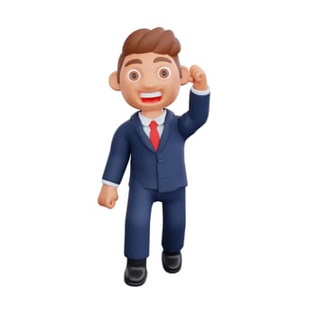 3d Illustration businessman character manager in different poses and business activities