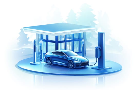 ev charging station for electric car in concept of green energy. generative ai.