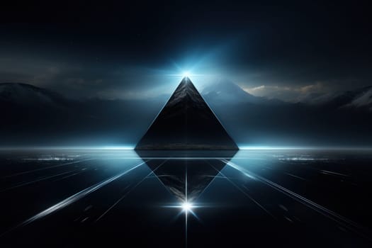 Abstract pyramid triangle background on black and white ,color illustration Generative Ai.