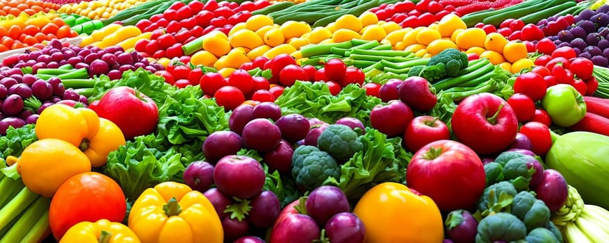 Vibrant Market. Fresh fruits and vegetables at a local market. Colors, shapes, and variety of produce available. Generative AI
