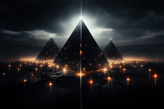 Abstract pyramid triangle background on black and white ,color illustration Generative Ai.