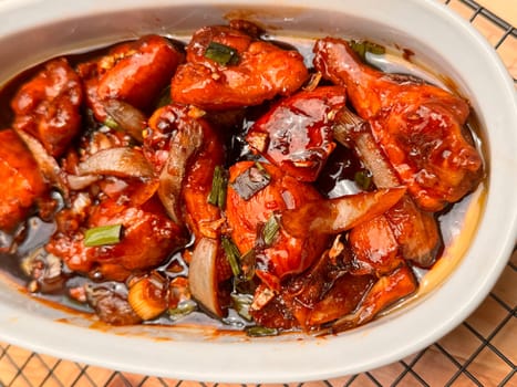 Fried Chicken in Buttery Sweet Soy Sauce asian chinese fusion dish, home made cooking