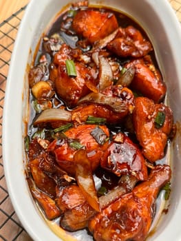 Fried Chicken in Buttery Sweet Soy Sauce asian chinese fusion dish, home made cooking