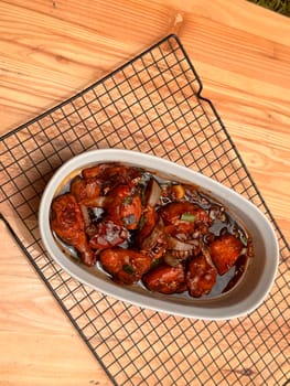 Fried Chicken in Buttery Sweet Soy Sauce asian chinese fusion dish, home made cooking
