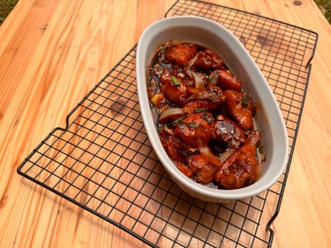 Fried Chicken in Buttery Sweet Soy Sauce asian chinese fusion dish, home made cooking