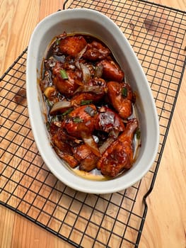 Fried Chicken in Buttery Sweet Soy Sauce asian chinese fusion dish, home made cooking