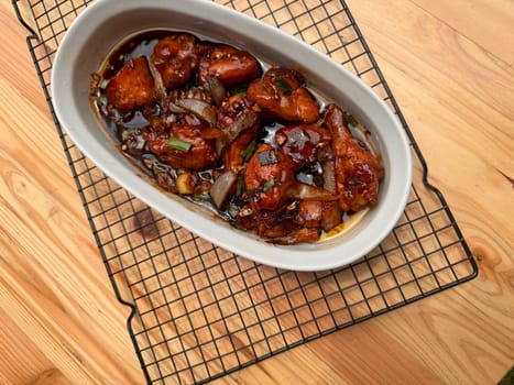 Fried Chicken in Buttery Sweet Soy Sauce asian chinese fusion dish, home made cooking