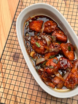Fried Chicken in Buttery Sweet Soy Sauce asian chinese fusion dish, home made cooking