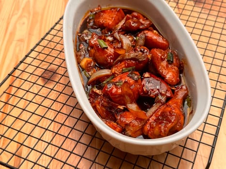 Fried Chicken in Buttery Sweet Soy Sauce asian chinese fusion dish, home made cooking