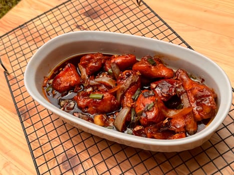 Fried Chicken in Buttery Sweet Soy Sauce asian chinese fusion dish, home made cooking