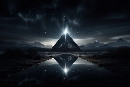 Abstract pyramid triangle background on black and white ,color illustration Generative Ai.