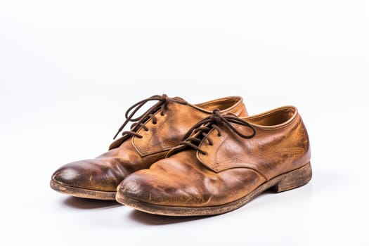 Old worn leather men's shoes.