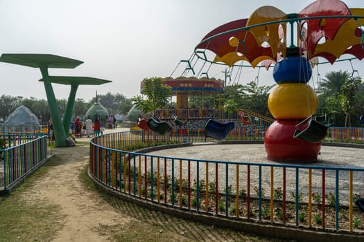 Lalpur, Bangladesh - 01.01.2024: Green Valley Park in Lalpur. Amusement park.