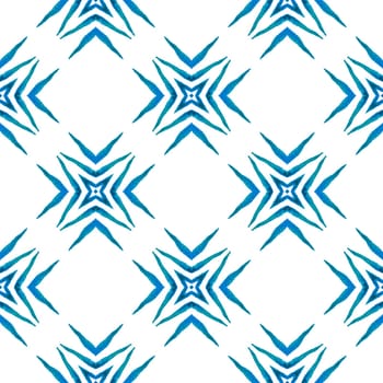 Oriental arabesque hand drawn border. Blue wondrous boho chic summer design. Arabesque hand drawn design. Textile ready powerful print, swimwear fabric, wallpaper, wrapping.