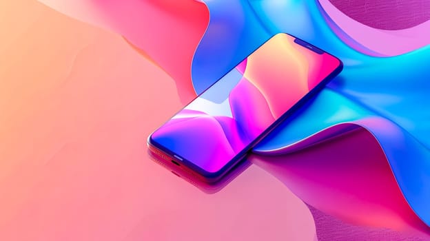Modern Smartphone on Abstract Colorful Background.