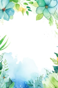 Watercolor background with plants, perfect for Earth Day themes, spring events, eco-friendly branding, and serene nature-inspired projects with ample copy space. Vertical format. Generative AI