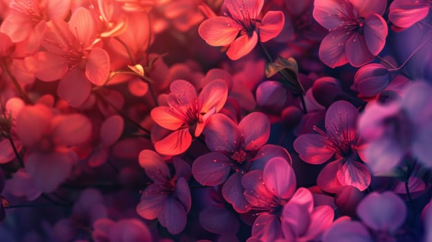 A close up of a bunch of flowers that are pink and purple