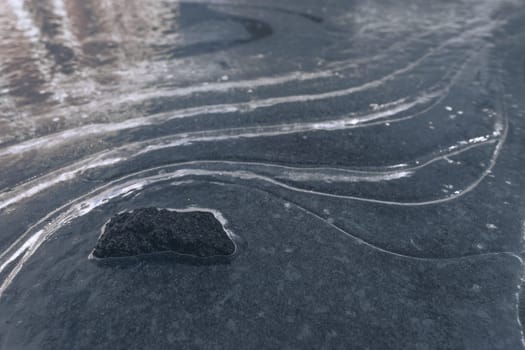 Ice Background, Black Arctic SnowScape, Toned in Dark Blue Color. High quality photo