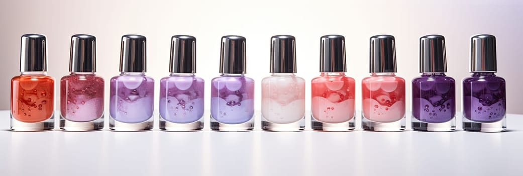 Brightly colored nail polishes in different cans, Nail care, manicure, Generate Ai