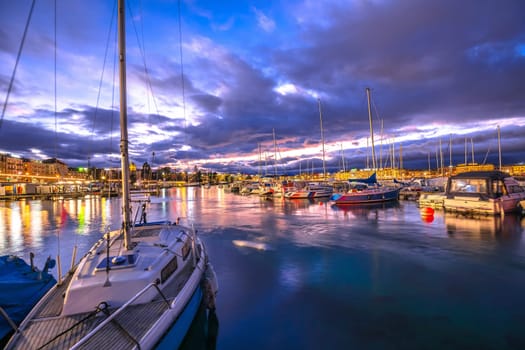 City of Geneva Lac Leman waterfront sunset view, second largest city in Switzerland