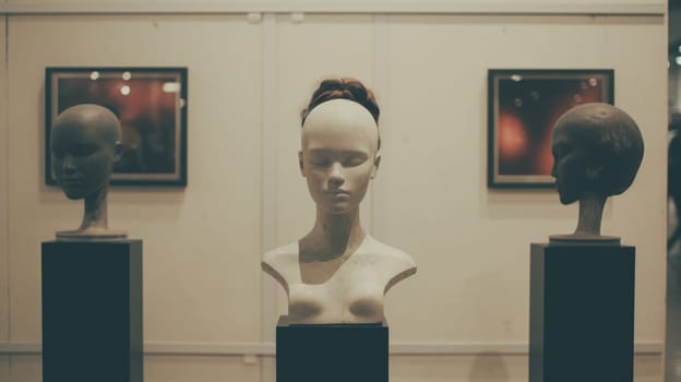 Art installations, arts and sculptures at exhibitions on a blurred background AI