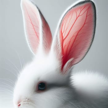 Rabbit ears, close-up. Generative AI. High quality photo