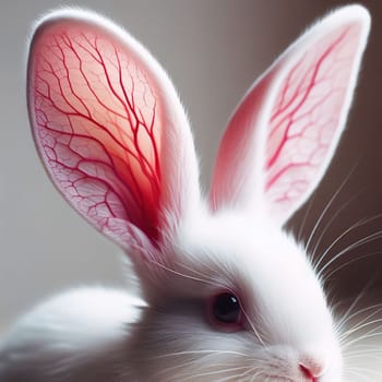 Rabbit ears, close-up. Generative AI. High quality photo