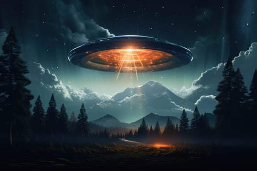 ufo in the night made by generative AI.