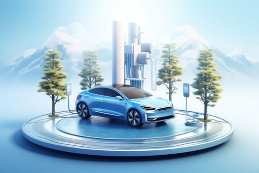 ev charging station for electric car in concept of green energy. generative ai.