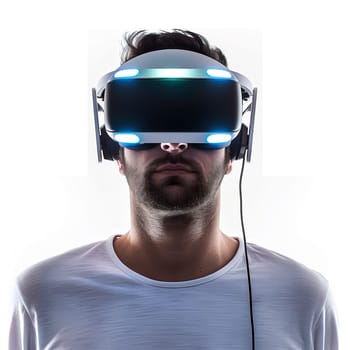 Man in virtual reality glasses ai generated image