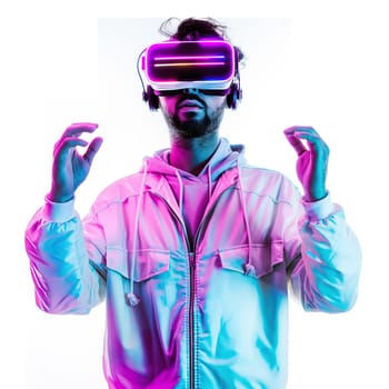 Man in VR glasses front view ai generated image