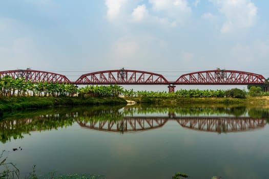 Hardinge Bridge steel railway truss bridge over the Padma River, Bangladesh