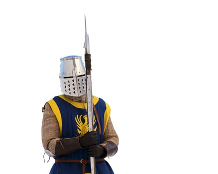 A brave knight in shining armor, fully equipped with a visored helmet, chainmail hauberk, and sturdy plate armor on legs and arms, confidently holds a gleaming axe, prepared for an epic battle.