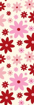 Red and pink floral cute printable bookmark with spring flowers