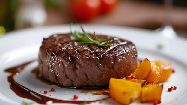 delicious medium done steak with rosemary, generative ai. High quality photo