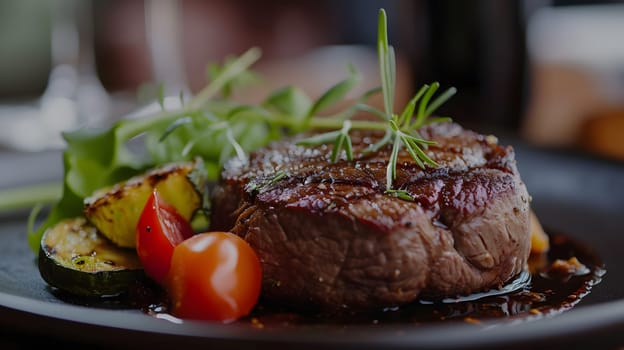 delicious medium done steak with rosemary, generative ai. High quality photo