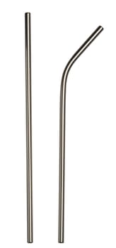 Metal straw for drinks and cocktails on an isolated background, close up
