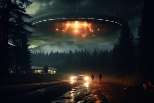 ufo in the night made by generative AI.