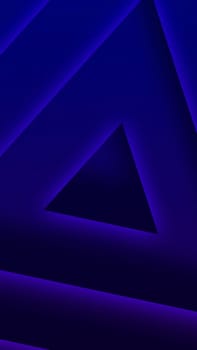 Blue triangles neon lights background. Abstract shape pattern. Vertical Size