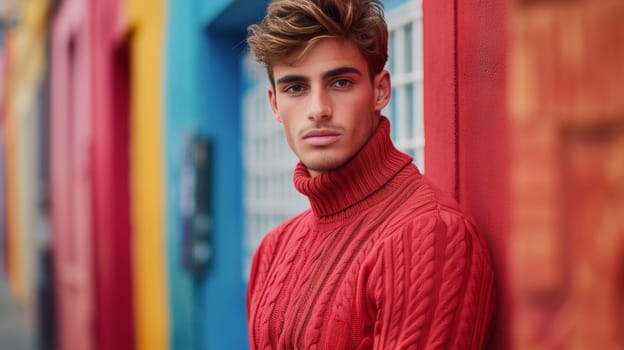 A man in a red sweater posing for the camera