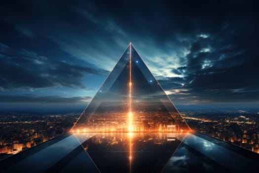 Abstract pyramid triangle background on black and white ,color illustration Generative Ai.