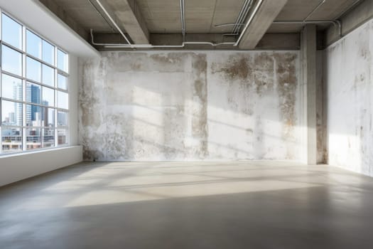 empty loft room red brick wall for mockup .Generative AI.