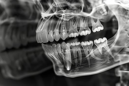 crop medium shot x-ray with a dental implant in zero gravity. --ar 3:2 --stylize 250 --v 6 Job ID: 349df1c0-6769-4d33-97c6-3e7a762c96af