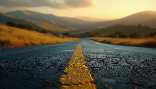 The prospect of a road stretching into the distance, against the background of nature. High quality photo